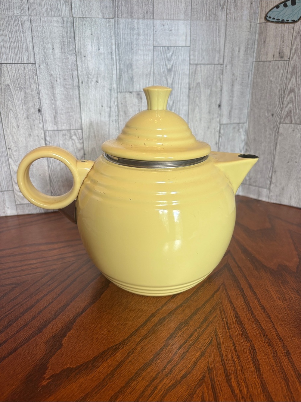 Fiestaware Yellow Ceramic Round Teapot with Loop Handle